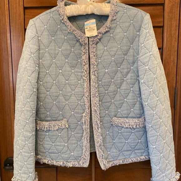 J. McLaughlin Helene Jacket XS with Quilted Texture and Frayed Trim NWT - Picture 6 of 9